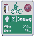 Il cartello della Donauradweg